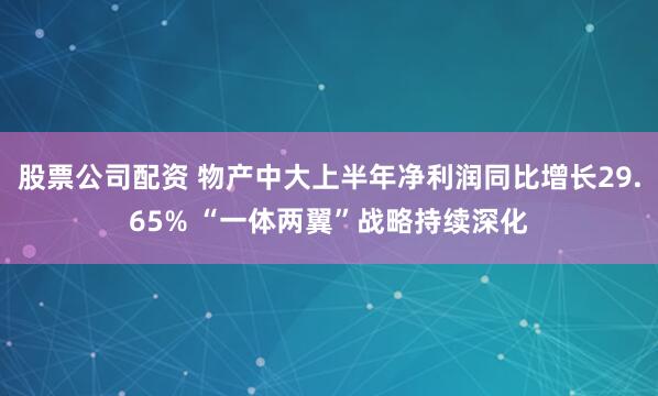 股票公司配资 物产中大上半年净利润同比增长29.65% “一体两翼”战略持续深化