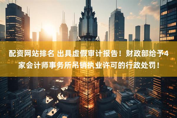 配资网站排名 出具虚假审计报告！财政部给予4家会计师事务所吊销执业许可的行政处罚！